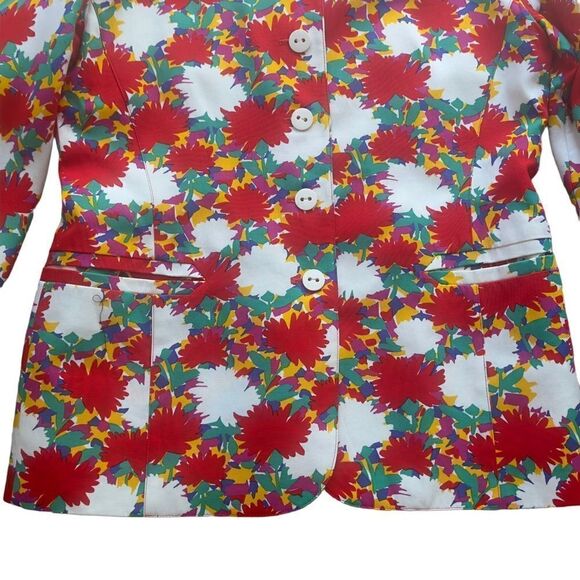 ESCADA by Margaretha Ley Multicolored Floral Button Down Jacket LARGE - Picture 11 of 15